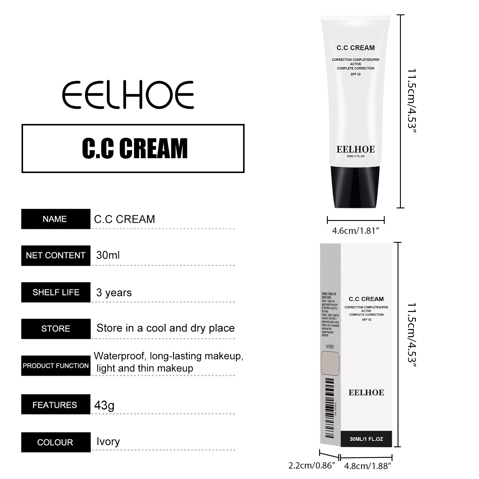 EELHOE Pre-Primerm, Primer Moisturize Skin Concealer Lighten Skin Tone Soft