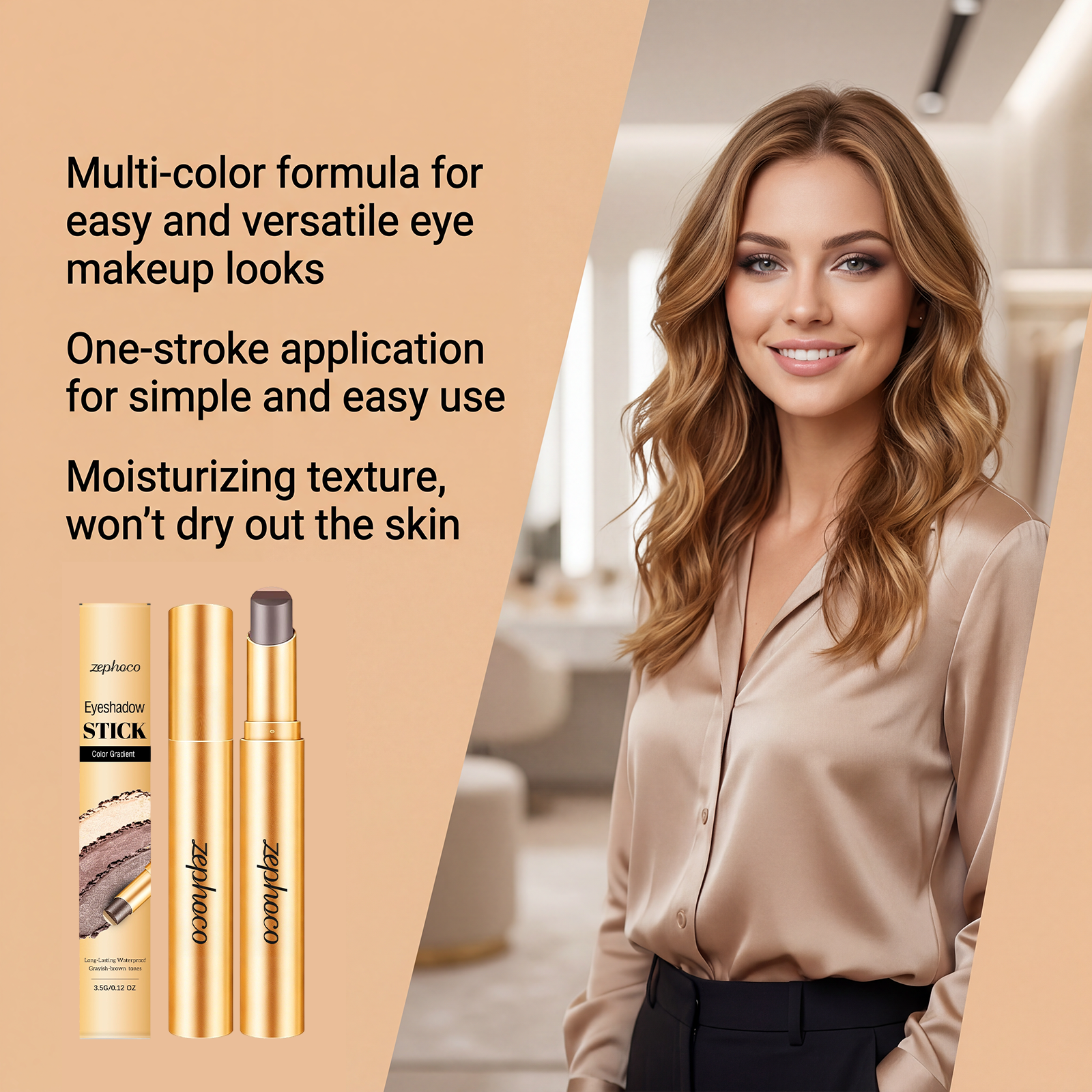 Zephoco Multi-Color Long-Wearing Eyeshadow Stick (Matte Earth Tone)