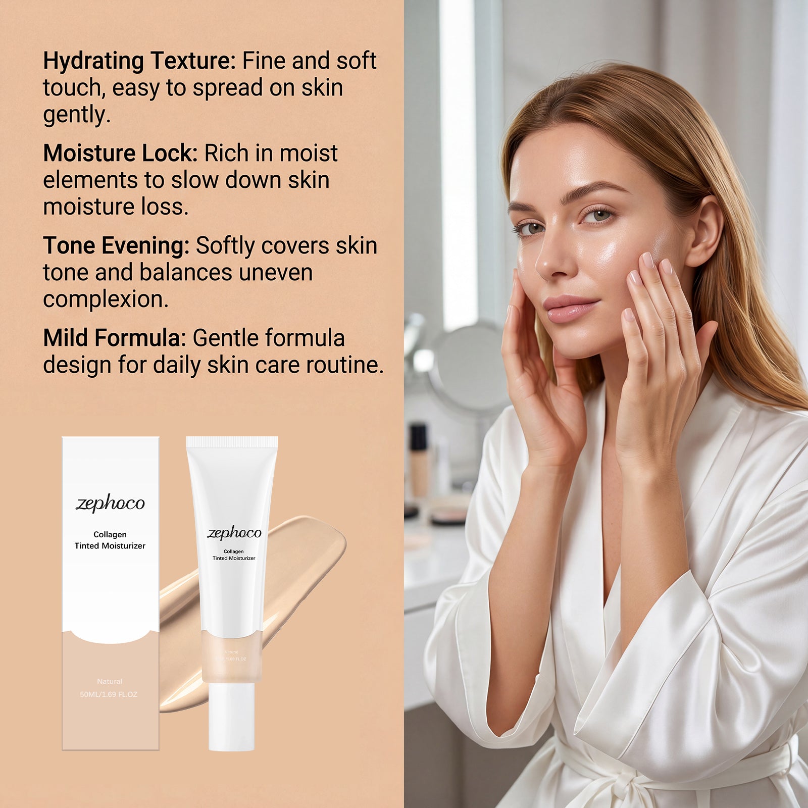 Zephoco Moisturizing Hydrating Cream (Natural Color) Natural Concealer For