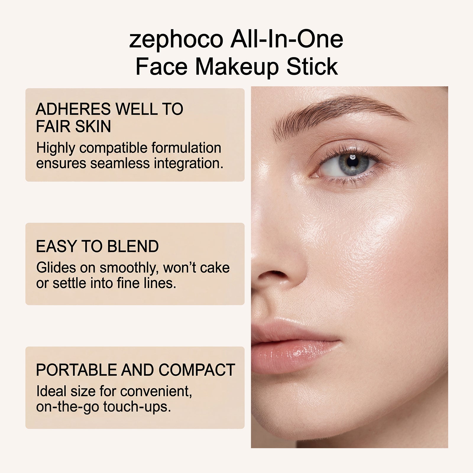 Zephoco Multifunctional Makeup Stick Set (Ivory White)