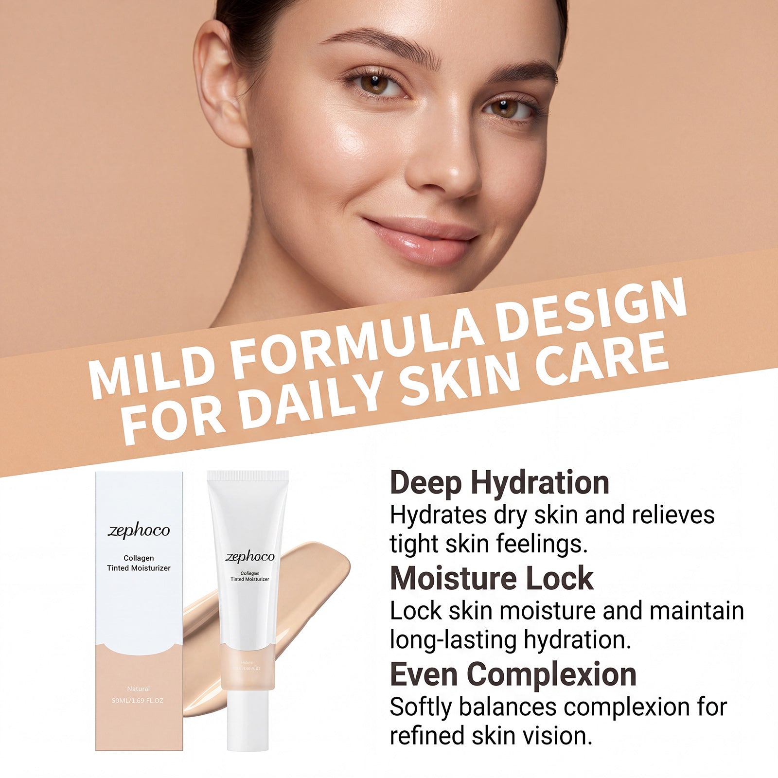 Zephoco Moisturizing Hydrating Cream (Natural Color) Natural Concealer For