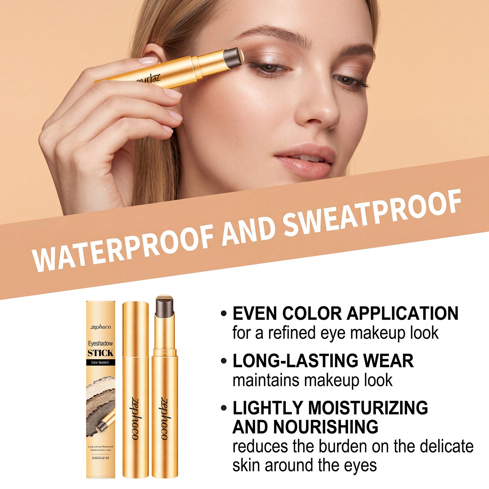 Zephoco Multi-Color Long-Wearing Eyeshadow Stick (Shimmering Earth Tone)