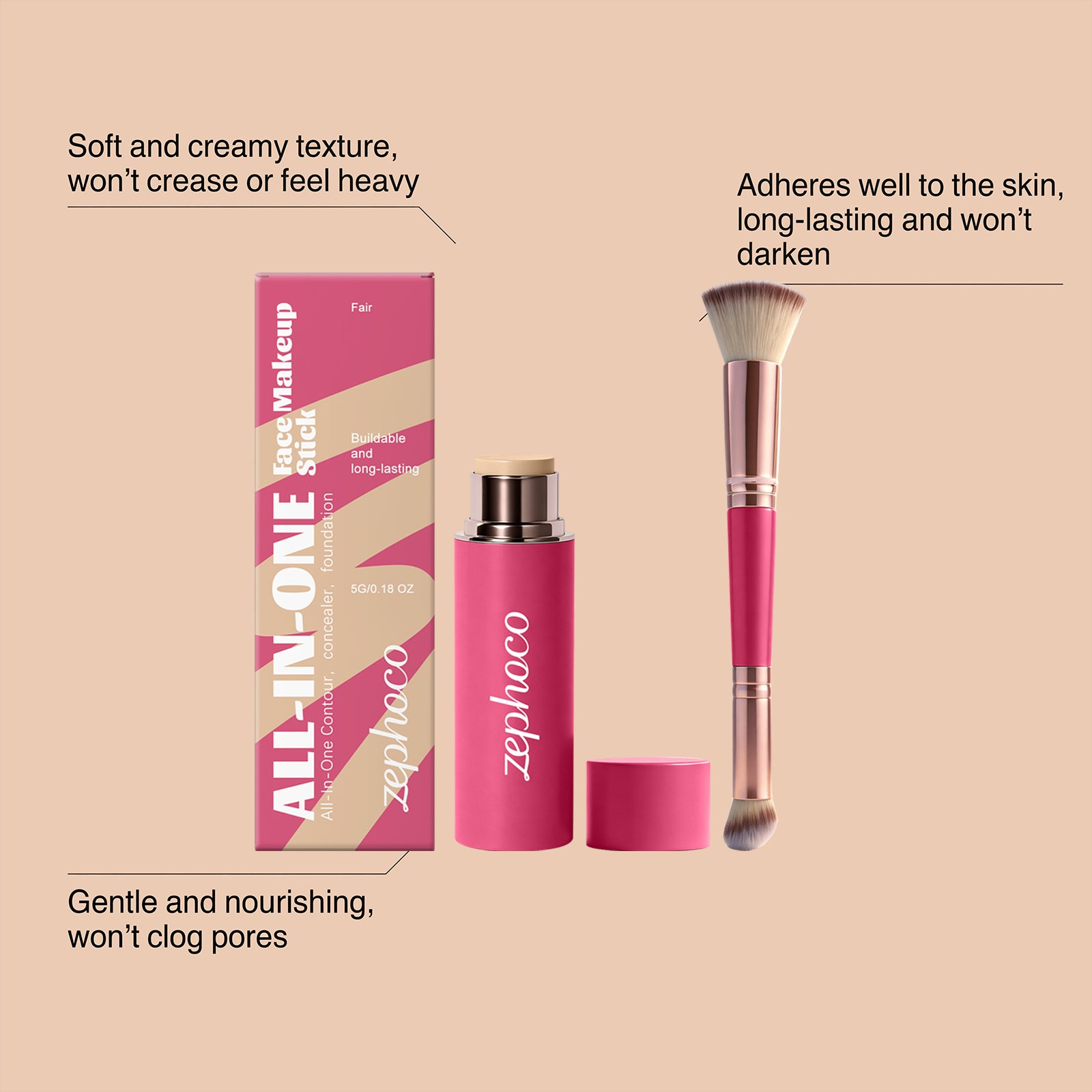 Zephoco Multifunctional Makeup Stick Set (Ivory White)