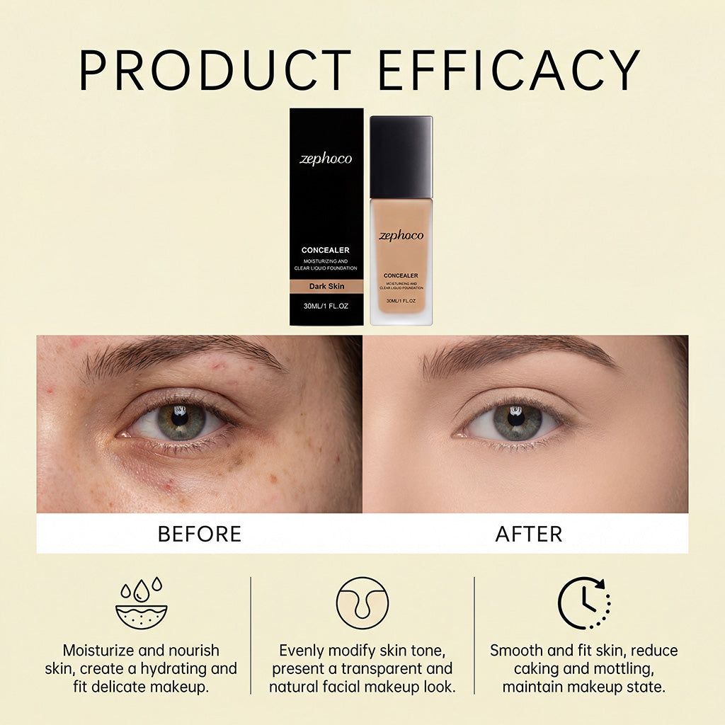 Zephoco Moisturizing Concealer Foundation (Dark Skin Tone)