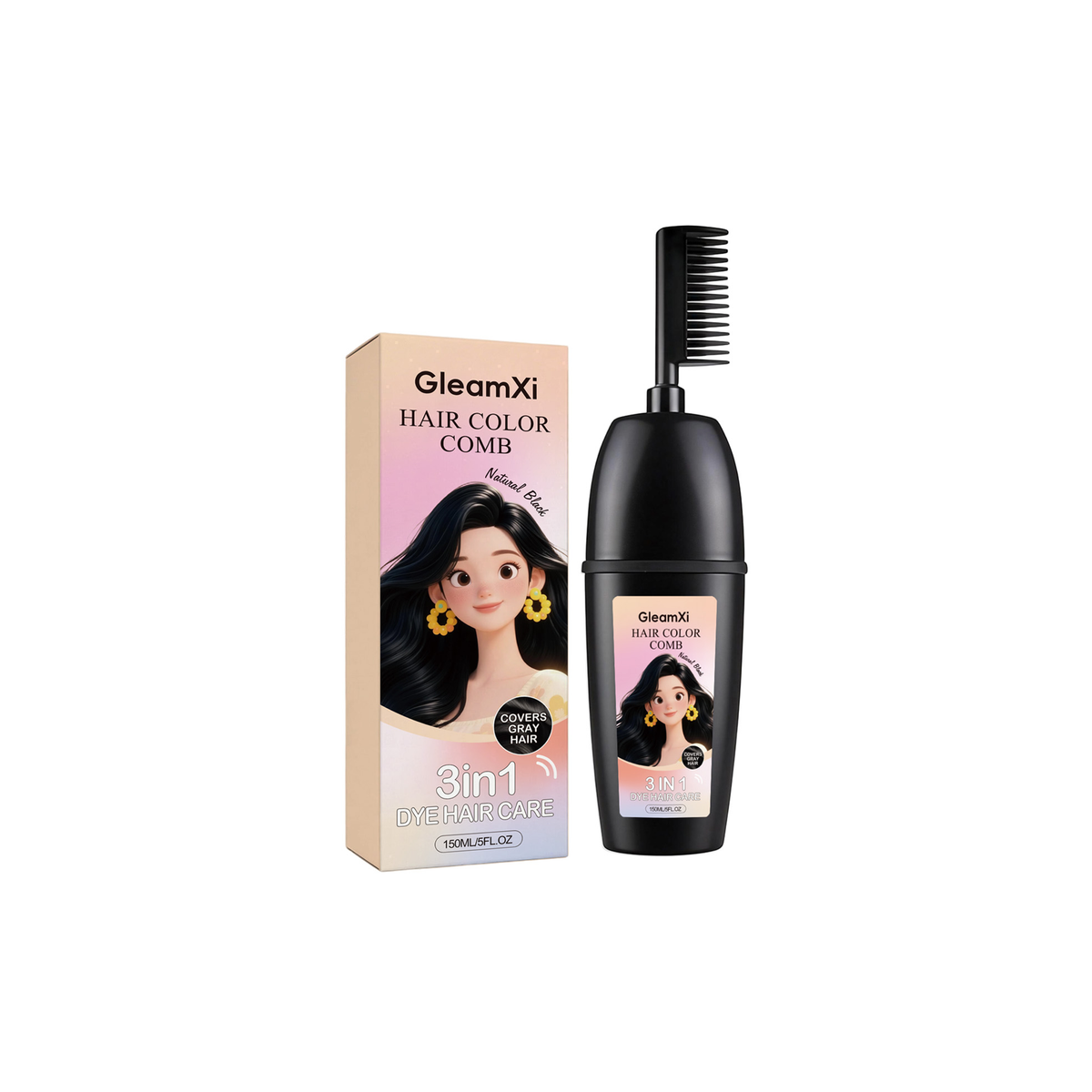 GleamXi Herbal Hair Dyeing Comb (Black)