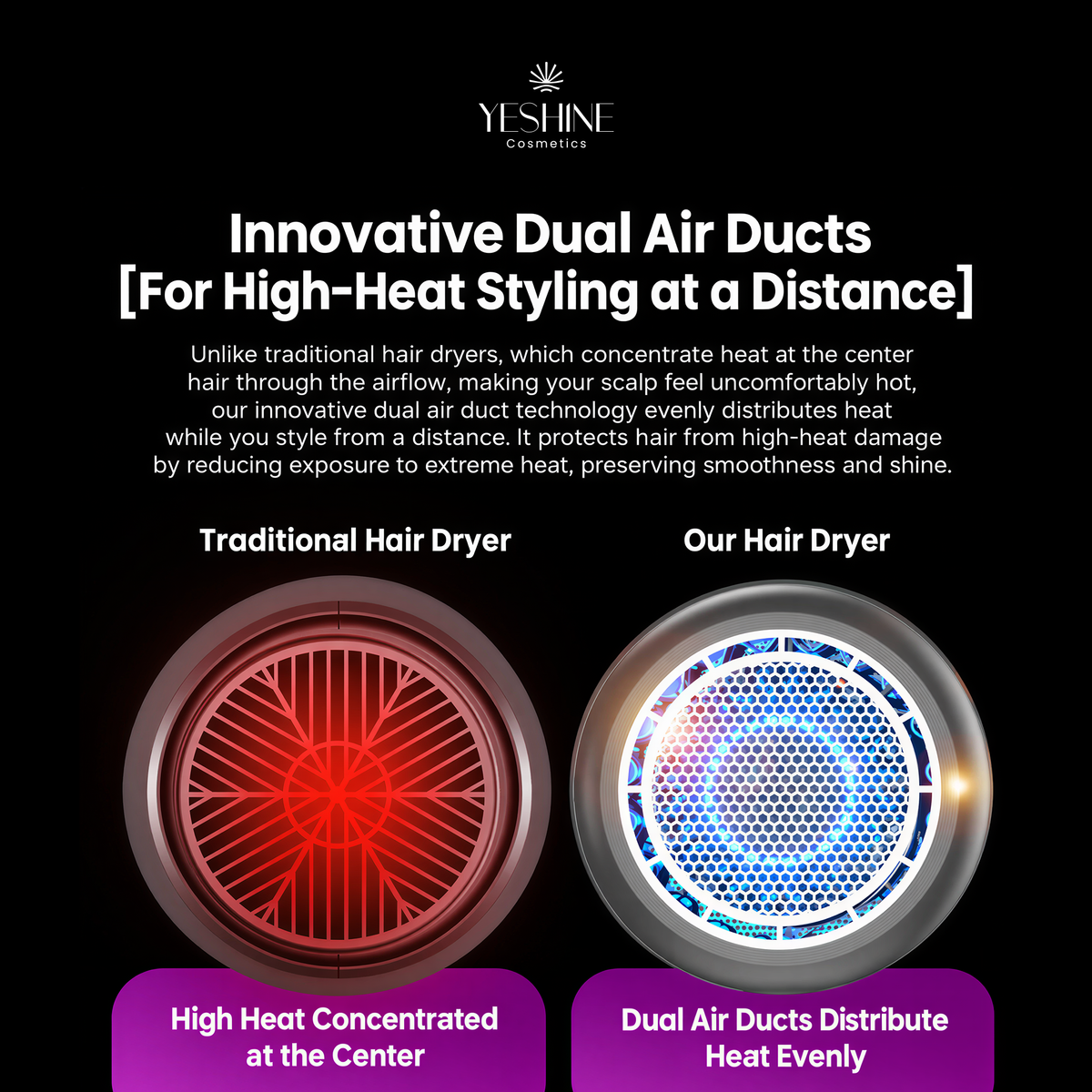 Yeshine Dual Air Duct Hair Dryer 663A