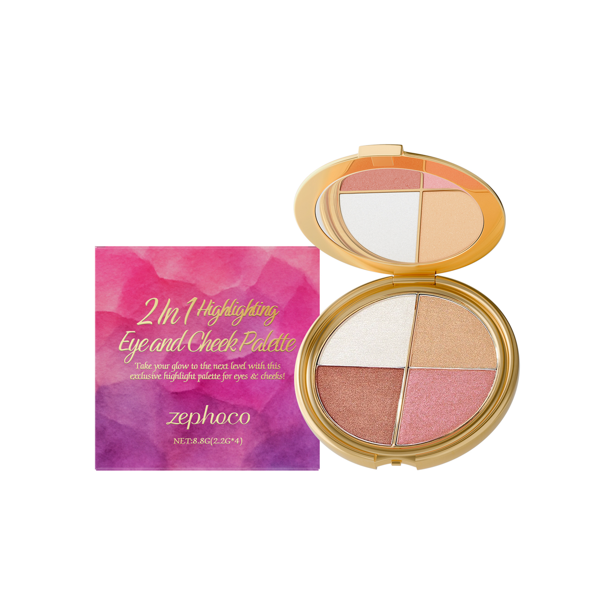 Zephoco Highlighting Eyeshadow And Blush Palette